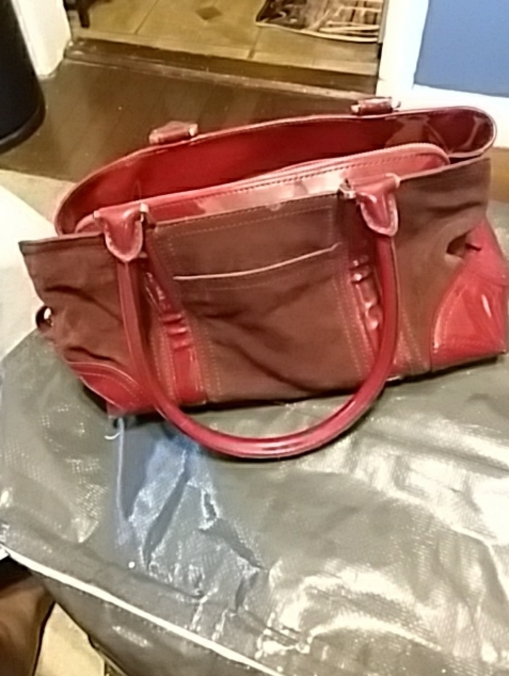Ann Taylor Burgundy Suede And Leather Two-Tone Purse